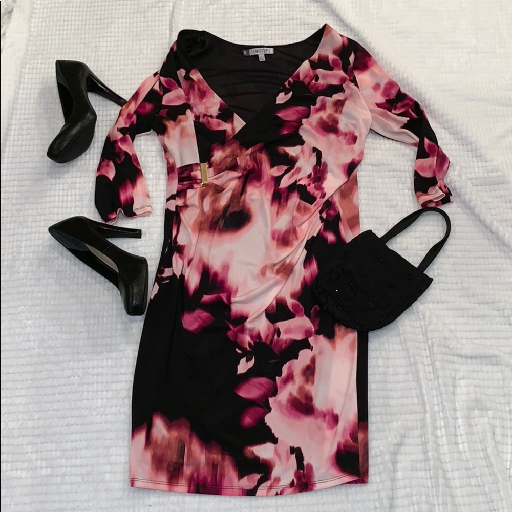 Pink and black floral Jennifer Lopez Dress